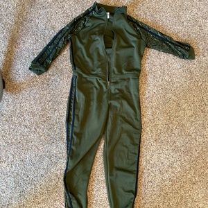 Adidas-style Army Green HipHop Jumpsuit